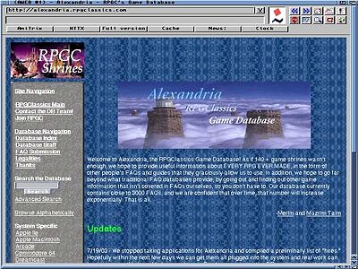 ALEXANDRIA RPG CLASSICS GAMES DATABASE